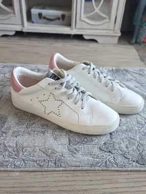 Vintage Havana "Pam" White W/Pink Leather Casual Sneakers Size 9